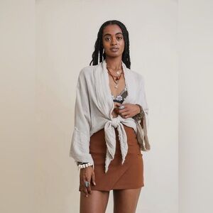 Flounce Sleeve Kimono Wrap Top